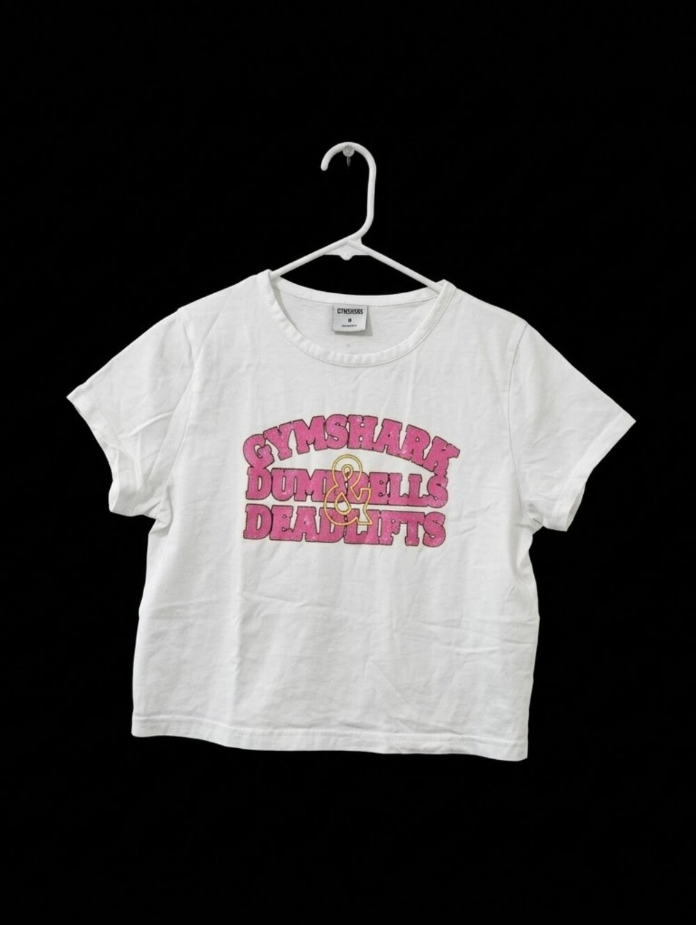 Gymshark Dumbbells & Deadlifts Baby Tee in white Size Medium